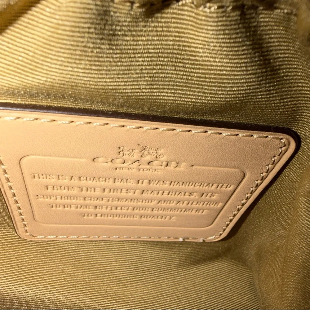 Coach Brown Signature Baby Bag with Tan Trim and Red Tag